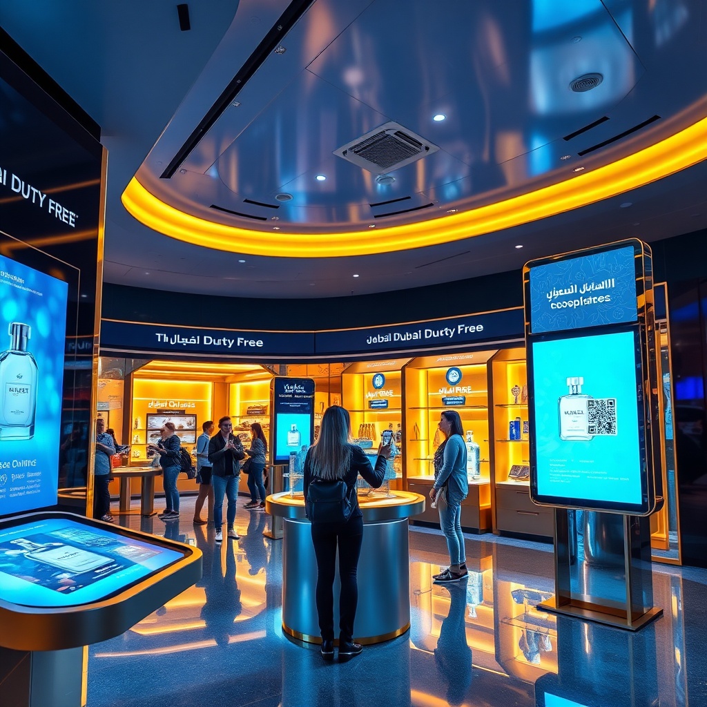High‑tech interactive zone at Dubai duty free, representing the best Dubai duty free shopping with digital experiences
