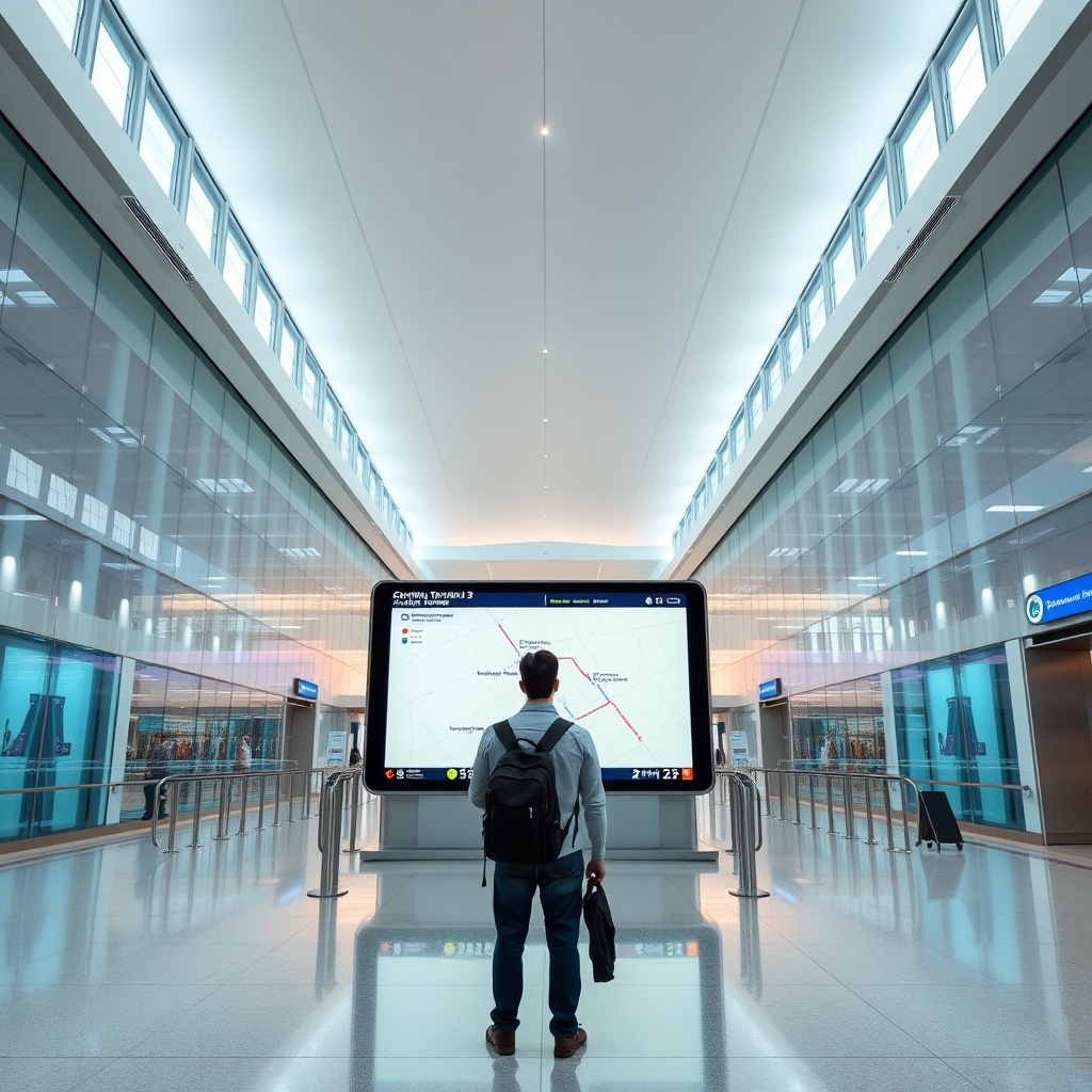 Traveler following the fastest curb‑to‑gate route in Dubai Terminal 3 travel guide
