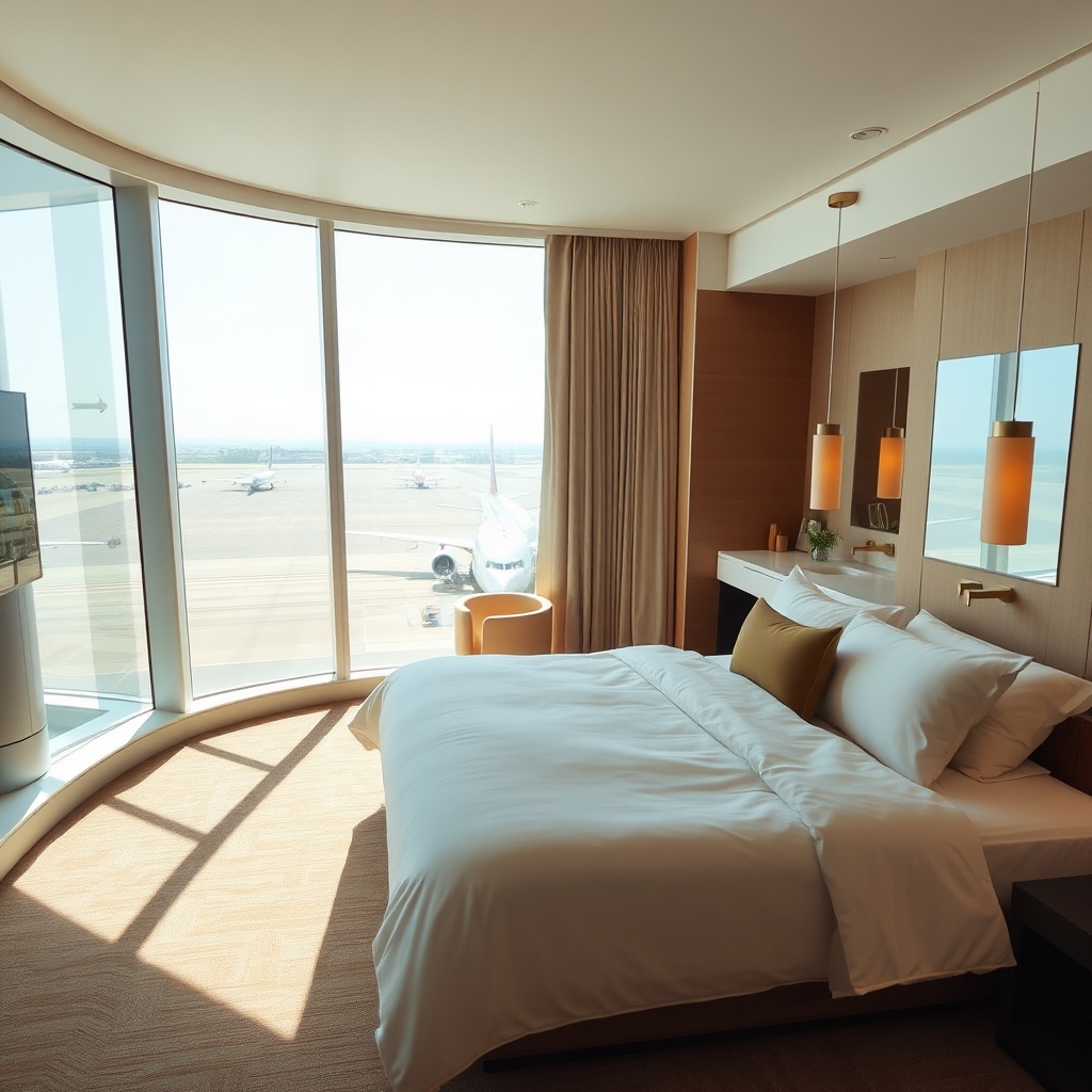 Comfortable bedroom interior at dubai airport transit hotels designed for connecting passengers to rest and freshen up without exiting the terminal
