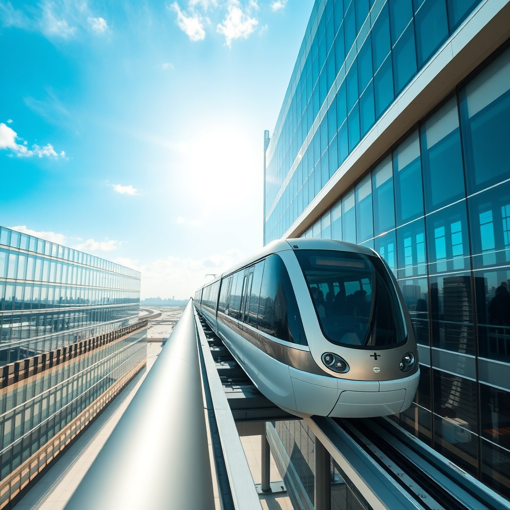 Modern automated people mover train connecting Terminals 1 and 3 at Dubai International Airport, showcasing the efficient transfer methods outlined in this DXB terminal transfer guide for seamless connecting flights.