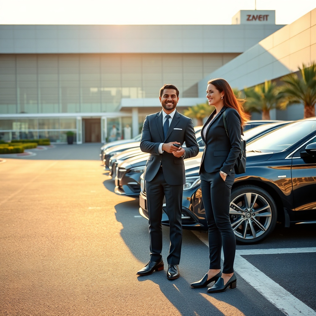 Premium valet parking service at dxb airport where travelers hand keys to attendants for direct terminal drop-off
