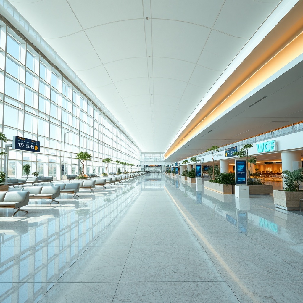 Spacious interior concourse layout of dubai airport terminal 3 designed for smooth navigation and premium traveler comfort across multiple gate areas.